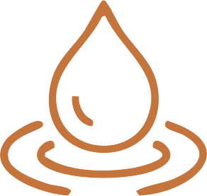 Outline of a water droplet with ripples below.