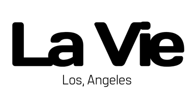 The logo for La Vie, Los Angeles, shown in black text on a green background.