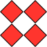 Four red diamonds arranged in a square pattern on a black background.