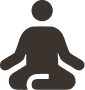 A dark gray icon of a person sitting cross-legged in a meditation or yoga pose.