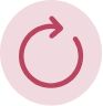 A circular arrow icon in dark pink inside a light pink circle.