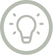 A gray icon of a lit lightbulb inside a circle.