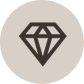 A dark grey diamond icon inside a light grey circle.