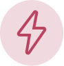 A dark pink lightning bolt icon inside a light pink circle.