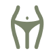 A stylized, abstract icon of a person's lower torso wearing a bikini bottom.