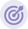 A purple icon of a target with an arrow in the bullseye.
