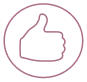 A line drawing icon of a hand giving a thumbs-up gesture inside a circle.