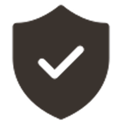 A dark gray shield icon with a white checkmark in the center.