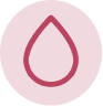 A red outline of a droplet inside a light pink circle.