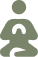 A stylized green icon of a person sitting cross-legged in a meditative pose.