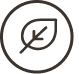 A dark gray line icon of a leaf inside a circle.