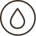 An icon showing a single drop of liquid inside of a circle.