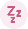 A gray circular icon with three Z's inside, representing sleep.
