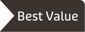 A dark brown, flag-shaped banner with the words 'Best Value' in white text.