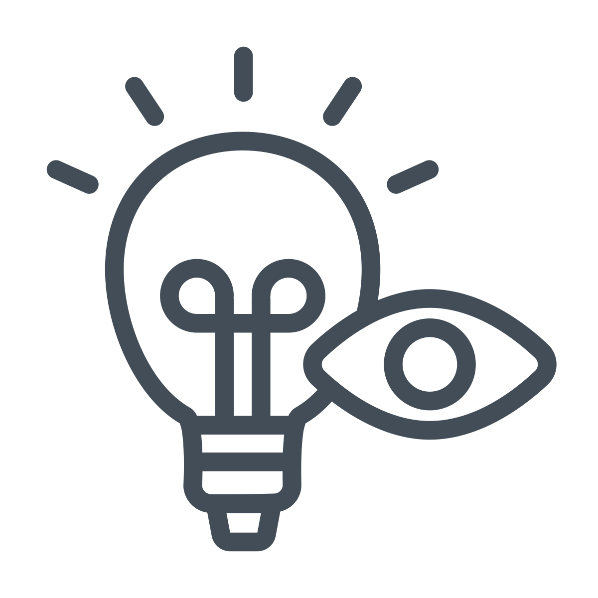 Icon of a light bulb with an eye overlapping it.