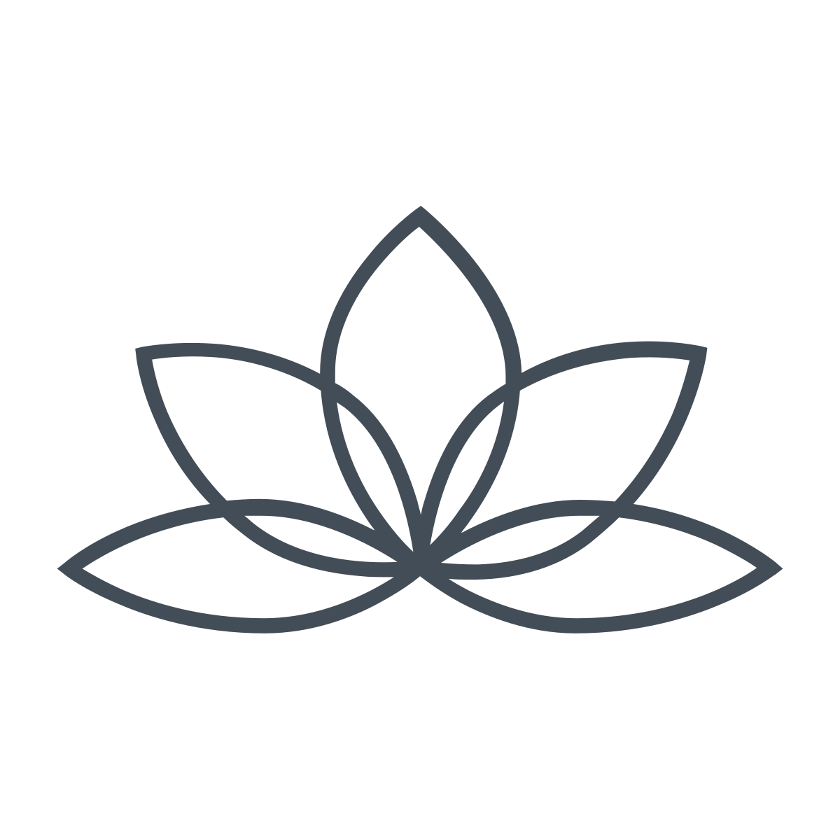 Simple black lotus flower outline on a white background.