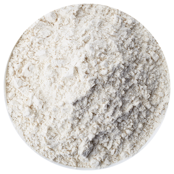 A pile of white powder on a white background.