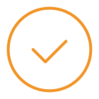 An orange checkmark inside a circle.