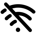 Icon of a Wi-Fi symbol with a diagonal line through it.