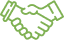 Green outline of two hands shaking.