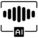 Black wave-like pattern with AI house icon on white background.