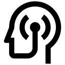 Outline of a head with electronic signal lines inside.