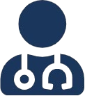 Silhouette of a person with a stethoscope around the neck.