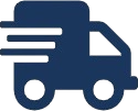 Icon of a truck with motion lines, indicating fast delivery.