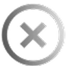 A gray circle with a black 'X' in the center.