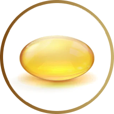 A single yellow capsule on a white background.
