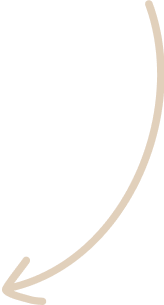 Curved brown arrow pointing downwards on a transparent background.