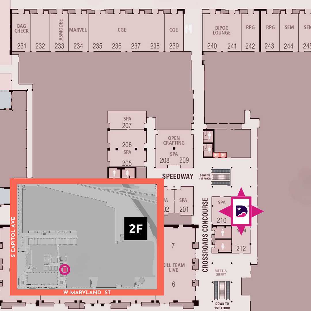 Floor plan with labeled rooms and a highlighted section for navigation.