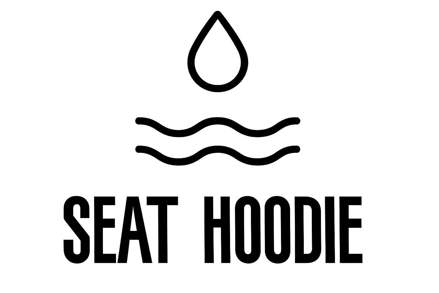 The Seat Hoodie logo, featuring a water droplet icon over waves on a grey gradient background.