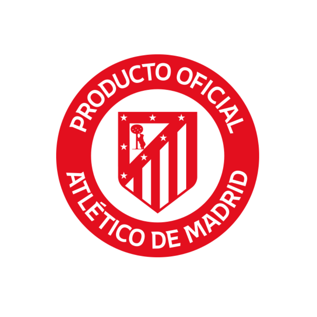 The official product logo for Atlético de Madrid, a red circular seal with the team crest inside.