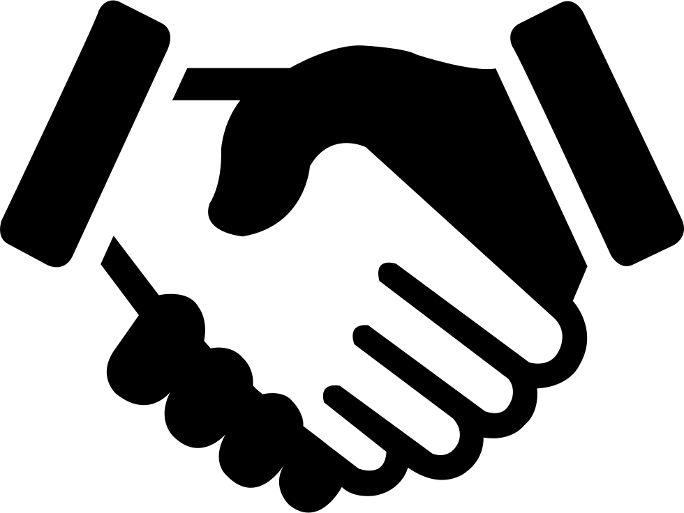 Silhouette of a handshake between two hands.