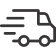 A line icon of a delivery truck moving at speed.