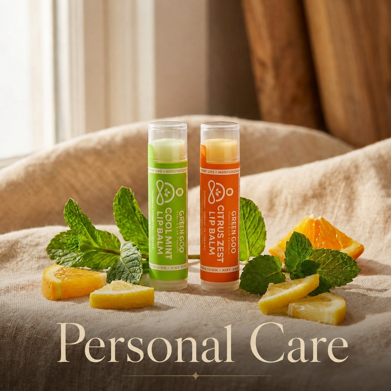 Lip Balms near mint herbs and citrus