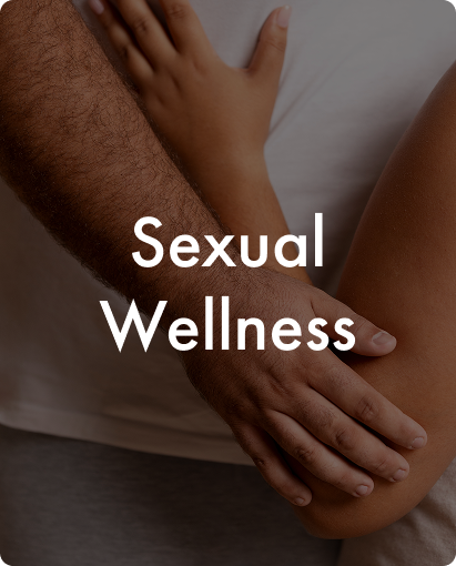 Two hands gently touching with 'Sexual Wellness' text overlay.