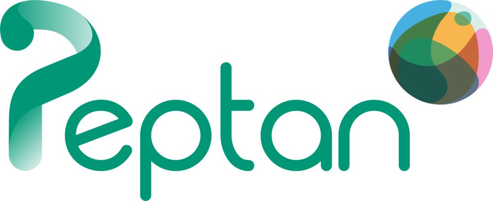 The Peptan logo in teal text, with a stylized 'P' and a multicolored sphere on the right.