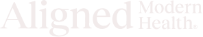 The logo for Aligned Modern Health in a light pink serif font.