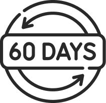 Circular badge with '60 Days' and arrows around it.