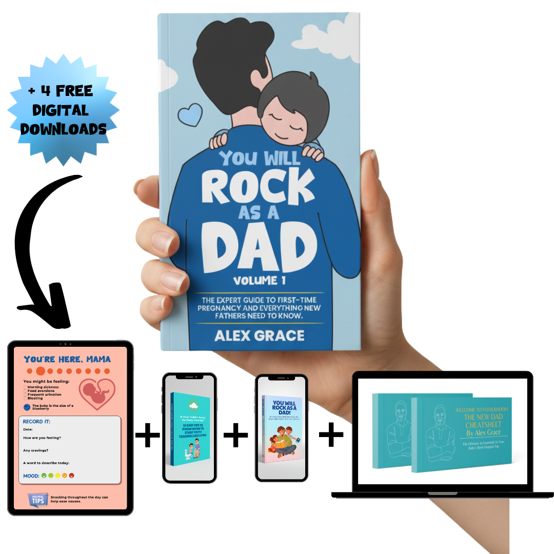 Book titled 'You Will Rock as a Dad' with four digital downloads shown.
