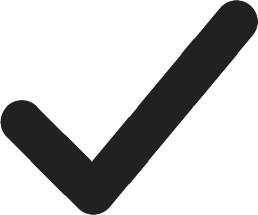 Black checkmark icon on a transparent background.