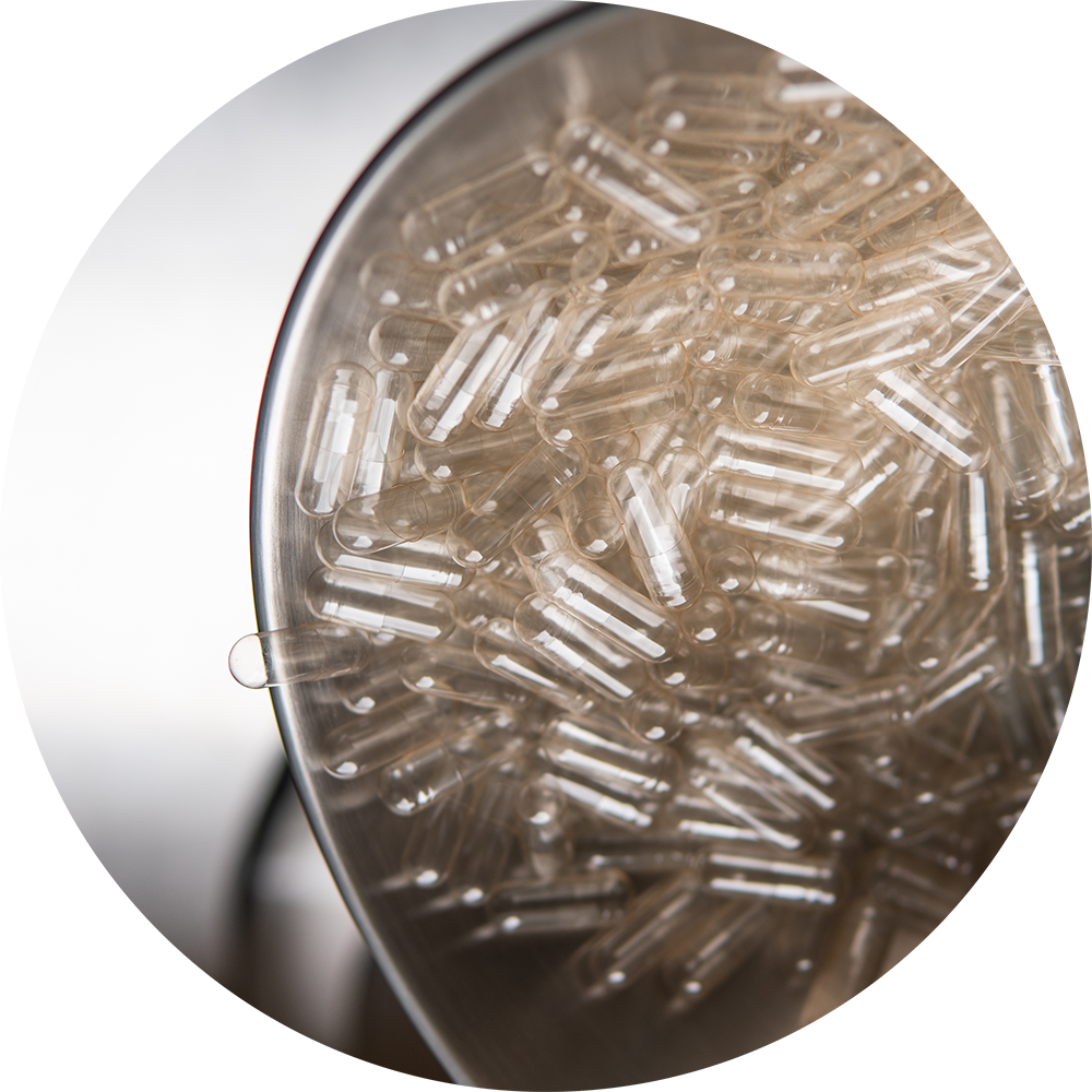 A picture of vegan acid resistant capsules used in Winnow