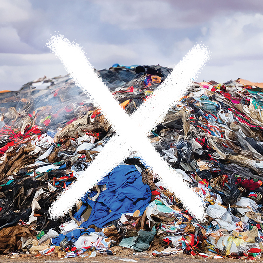 Pile of garbage with a large white X over it.