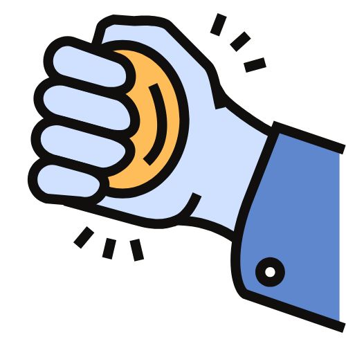 Illustration of a hand squeezing a stress ball.