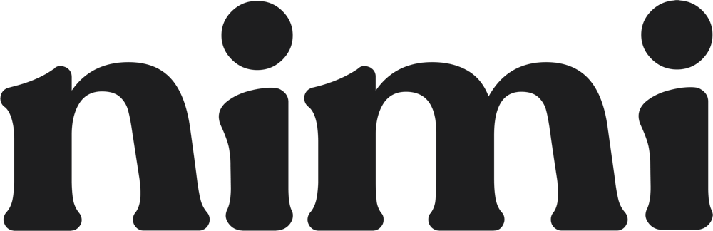 The word 'nimi' in a stylized, lowercase, black, rounded font against a white background.