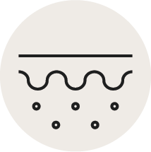 A line icon depicting a cross-section of skin layers inside a circle.