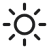 A simple black line icon of a sun with rays.