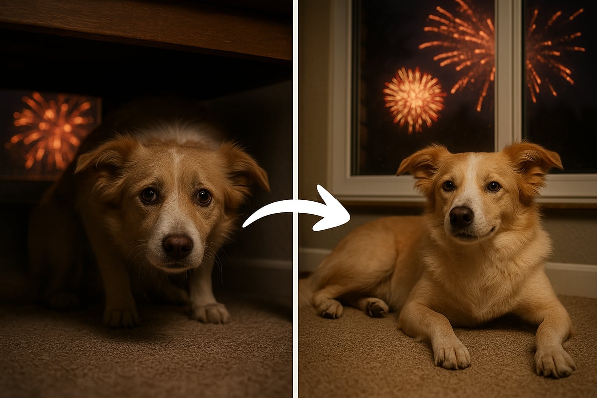 Hond rustig tijdens vuurwerk dankzij DogSuppy Anti-Stress & Angst snoepjes